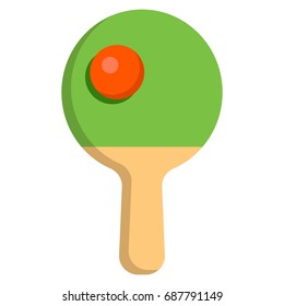 Tabletennis or ping pong racket and ball icon, vector illustration flat style design isolated on white. Colorful graphics