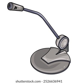 Tabletop microphone with flexible stand, The design implies that the microphone is intended for use in situations where clear audio pickup from a document area is required, such as dictation 