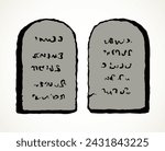 Tablets with 10 commandments. Vector drawing
