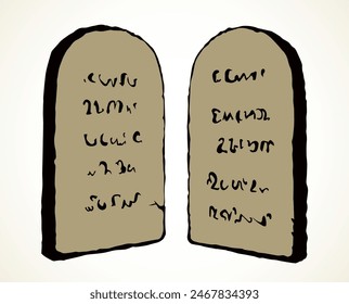 Tablets with 10 commandments. Vector drawing