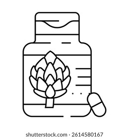 tablets artichoke line icon vector. tablets artichoke sign. isolated contour symbol black illustration