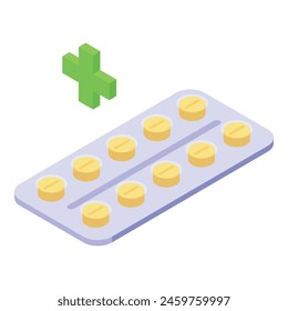 Tablets blister icon isometric vector. Healthcare medication. Medical pills pack