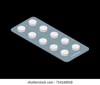 Tablets Blister isolated. medical pill. Medicine tablet. Vector illustration
