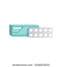 Tablets in blister pack, medicine pills vector Illustration on a white background