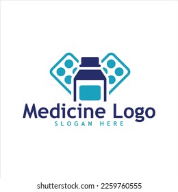 Tablets and bottle medicine logo in eps
