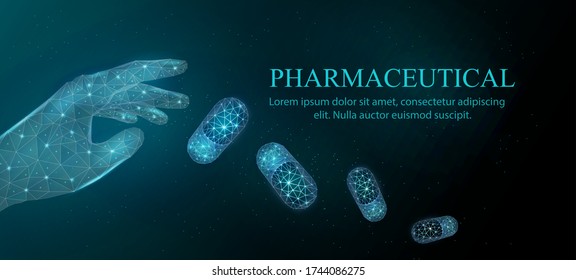 Tablets. Capsules of tablets of abstract polygonal style. Medications or tablets or capsules. Technology and innovation in pharmacology. Straight round cylinders with a flat surface.