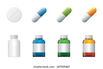 Tablets and capsules colored banks