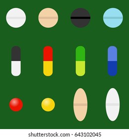 Tablets, capsules, medicines. Flat design, vector illustration, vector.