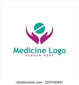Tablets care medicine logo in vector
