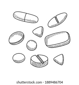 TABLETS OF DIFFERENT SHAPES ON A WHITE BACKGROUND IN VECTOR