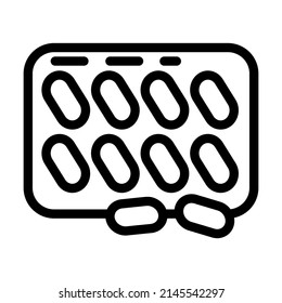 tablets drug package line icon vector. tablets drug package sign. isolated contour symbol black illustration