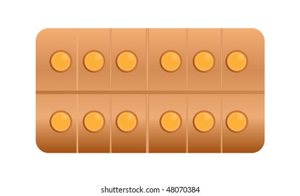 tablets or drugs are packed in blister. Vector
