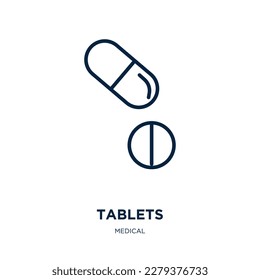 tablets icon from medical collection. Thin linear tablets, tablet, computer outline icon isolated on white background. Line vector tablets sign, symbol for web and mobile