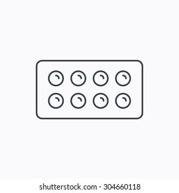 Tablets icon. Medical pills sign. Painkiller drugs symbol. Linear outline icon on white background. Vector