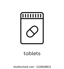 Tablets icon. Trendy modern flat linear vector Tablets icon on white background from thin line Health and Medical collection, editable outline stroke vector illustration