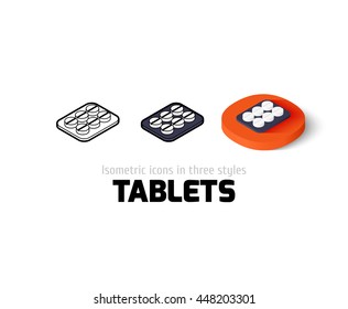 Tablets icon, vector symbol in flat, outline and isometric style