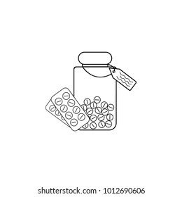 tablets in a jar icon. Medecine Element for mobile concept and web apps. Thin line  icon for website design and development, app development. Premium icon on white background