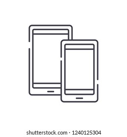 Tablets line icon concept. Tablets vector linear illustration, symbol, sign