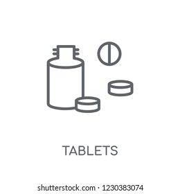 Tablets linear icon. Modern outline Tablets logo concept on white background from Health and Medical collection. Suitable for use on web apps, mobile apps and print media.