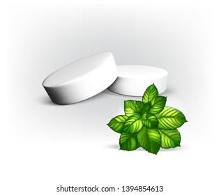 tablets lozenges mint illustration icon logo vector