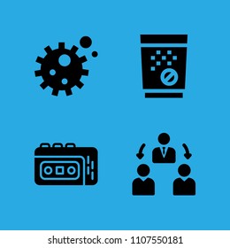 tablets, manager, recorder and bacteria icons vector in sample icon set for web and graphic design
