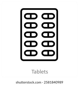 Tablets and medication icon concept