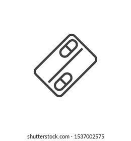 Tablets pack line icon. linear style sign for mobile concept and web design. Pill blister outline vector icon. Symbol, logo illustration. Vector graphics
