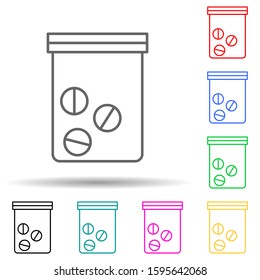 tablets in the package multi color style icon. Simple thin line, outline vector of crime Investigation icons for ui and ux, website or mobile application