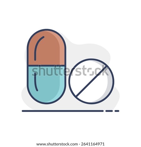 Tablets and pill vector isolated icon. Medicine and healthcare, medical support sign. Graph symbol for medical web site and apps design, logo, app, UI