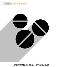 Tablets or pills - medicine icon on white background