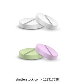 Tablets and pills vector set.  medical and healthcare concept.