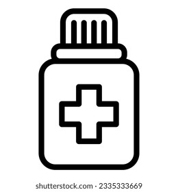 Tablets in plastic jar line icon. Bottle with drug vector illustration isolated on white. Medicament outline style design, designed for web and app. Eps 10