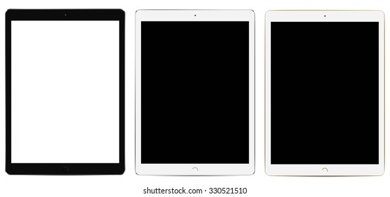Tablets Pro with blank screen isolated on white background