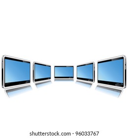 Tablets in the projection on a white background