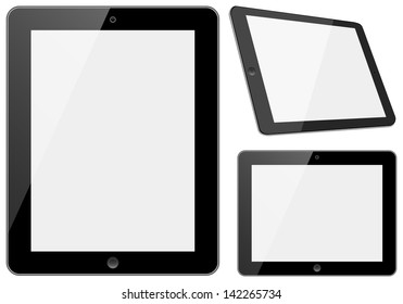 Tablets Set - Set of tablet computers with shiny white screens isolated on white background.  Eps10 file with transparency.