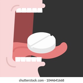 Tablets in tongue. Container for medicines. treatment