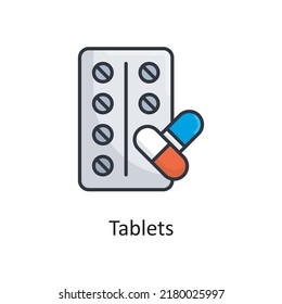 Tablets vector Filled Outline Icon Design illustration. Medical Symbol on White background EPS 10 File