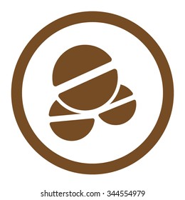 Tablets vector icon. Style is flat rounded symbol, brown color, rounded angles, white background.