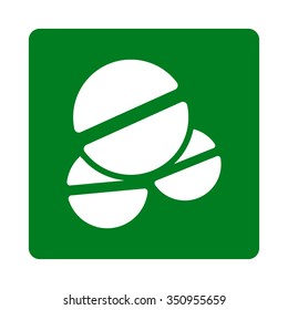 Tablets vector icon. Style is flat rounded square button, white and green colors, white background.