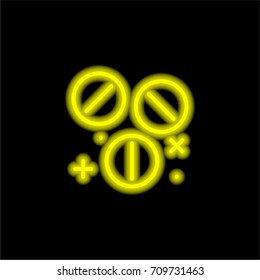 Tablets yellow glowing neon ui ux icon. Glowing sign logo vector