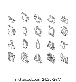 Tableware For Banquet Or Dinner isometric icons set. Plate For Meal And Cup For Drink, Spoon And Fork, Glass Carafe And Decanter For Water Tableware. Kitchen Utensil Accessories Color