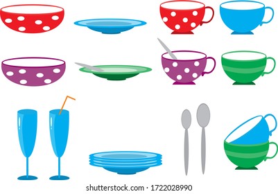 tableware cups plates mugs bowls Cutlery serving icons