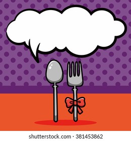 tableware doodle, speech bubble