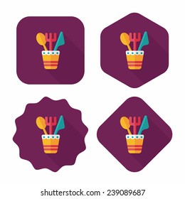 tableware flat icon with long shadow, eps10