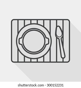 tableware flat icon with long shadow, line icon