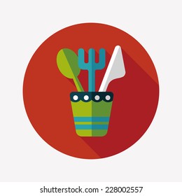 tableware flat icon with long shadow,eps10
