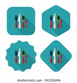 tableware flat icon with long shadow,eps10