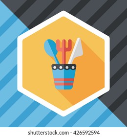 tableware flat icon with long shadow,eps10