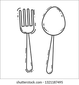 Tableware, Fork Illustration and Spoon Illustration