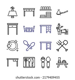 tableware Icon Set with line icons. Modern Thin Line Style. Suitable for Web and Mobile Icon. Vector illustration EPS 10.